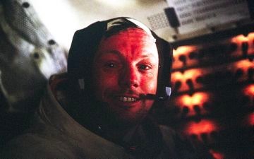 Neil Armstrong in Eagle, photographed by Buzz Aldrin