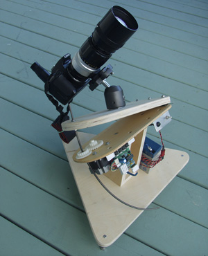 A camera mounted on a clever set of hinges to track the sky
